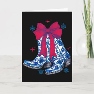 Carte Cadeau de bottes à nœud coquette drôle de Noël pou
