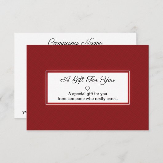 Carte cadeau de cadre Rectangle blanc rouge (Devant / Derrière)