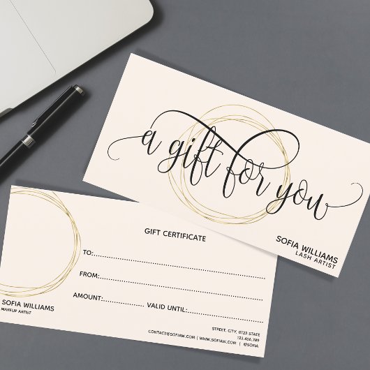 Carte cadeau de certificat abstrait moderne Ajoute