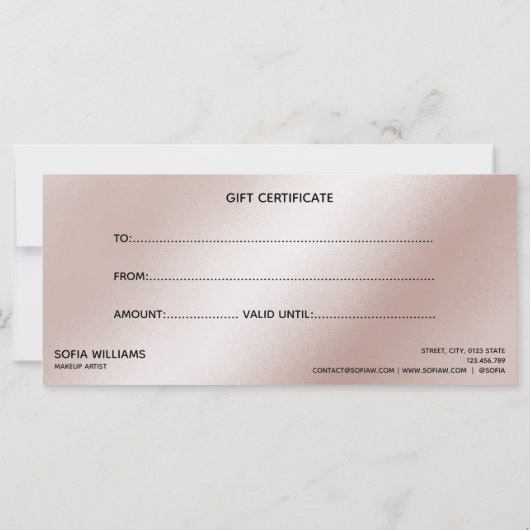 Carte cadeau de certificat Abstrait simple et mode (Dos)