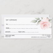 Carte cadeau de certificat Blush rose simple et mo (Dos)