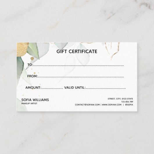 Carte cadeau de certificat cadeau de verdure moder (Dos)