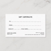 Carte cadeau de certificat cadeau simple et modern (Dos)