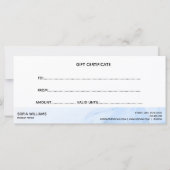 Carte cadeau de certificat d'aquarelle bleu modern (Dos)