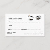 Carte cadeau de certificat de beauté Wink Eye Beau (Dos)