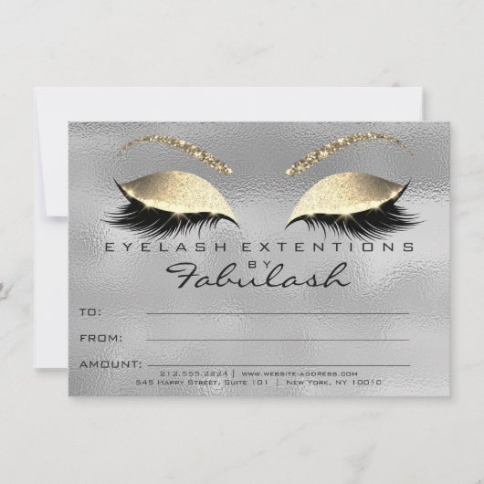 Carte Cadeau de Certificat de Maquillage d'Extension de (Devant)