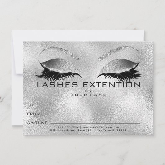 Carte Cadeau de Certificat de Maquillage Extension Cils  (Devant)