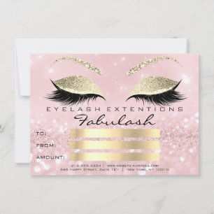 Carte Cadeau de Certificat de Maquillage Luxe Cils Or Ro