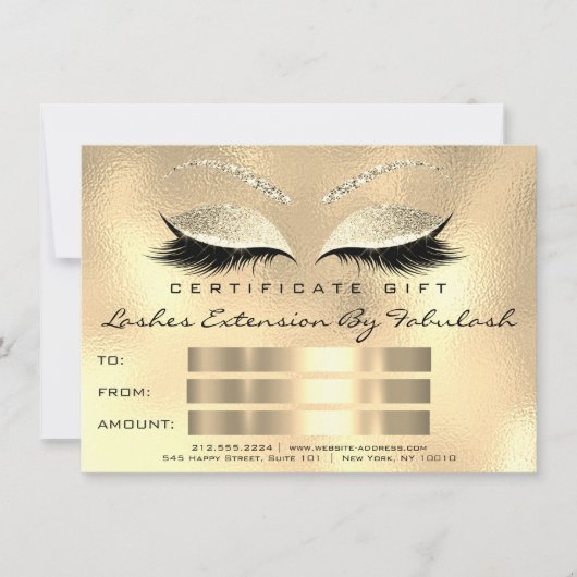 Carte Cadeau de certificat de Maquillage SPA Champaigne (Devant)
