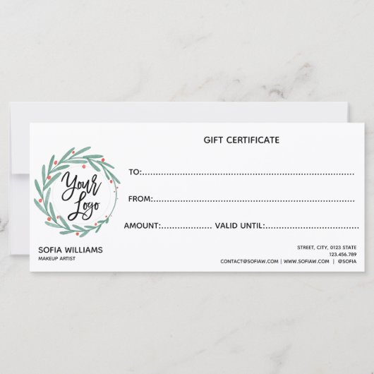 Carte cadeau de certificat de Noël moderne Ajouter (Dos)