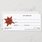 Carte cadeau de certificat de Noël moderne Poinset (Dos)