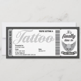 Carte cadeau de certificat de tatouage crâne