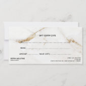 Carte cadeau de certificat en marbre doré moderne (Dos)