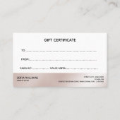 Carte cadeau de certificat or Rose simple et moder (Dos)