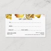 Carte cadeau de certificat Or simple et moderne (Dos)