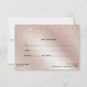 Carte cadeau de certificat Rose or tendance et mod (Dos)