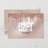 Carte cadeau de certificat Rose or tendance et mod (Devant / Derrière)