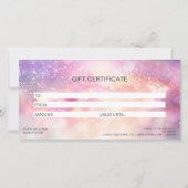 Carte cadeau de certificat rose Parties scintillan (Dos)