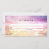 Carte cadeau de certificat rose Parties scintillan (Dos)