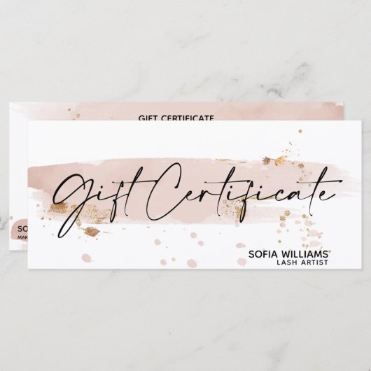 Carte cadeau de certificat rose vif simple et mode (Devant / Derrière)