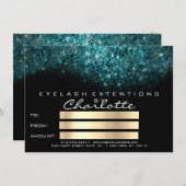 Carte Cadeau de certificat Turquoise Bleu sarcelle Noir  (Devant / Derrière)