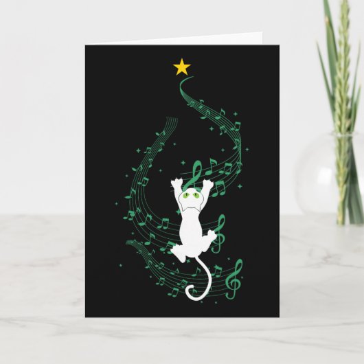 Carte Cadeau de chat grimpant à la note de musique de l' (Devant)