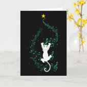 Carte Cadeau de chat grimpant à la note de musique de l' (Fleur jaune)
