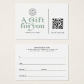 Carte cadeau de code QR de Sage Green Moderne tend (Devant & derrière)