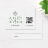 Carte cadeau de code QR de Sage Green Moderne tend (Bureau)