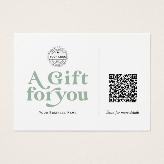 Carte cadeau de code QR de Sage Green Moderne tend (Devant)