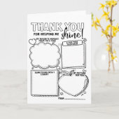 Carte Cadeau de coloriage pour enseignant merci (Fleur jaune)