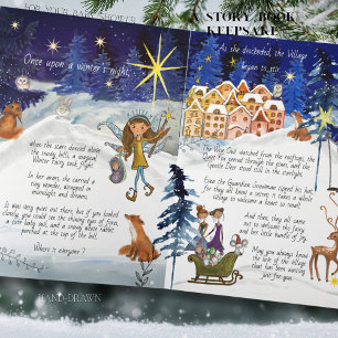 Carte Cadeau de conte de fées d'hiver du village à garde