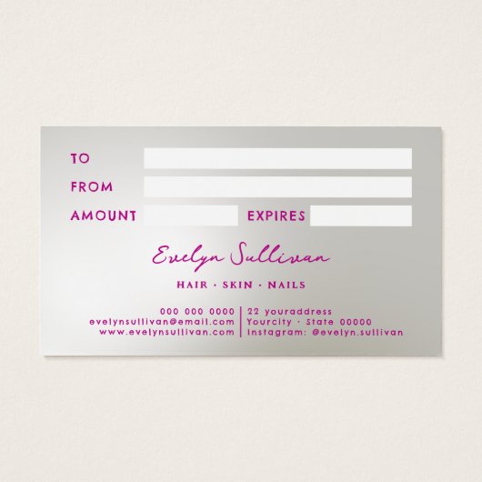 Carte cadeau de cristaux d'iridescente (Dos)