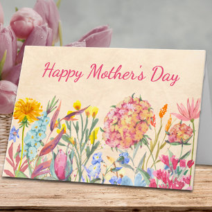Carte Cadeau de Fête des Mères Fleurs Aquarelles