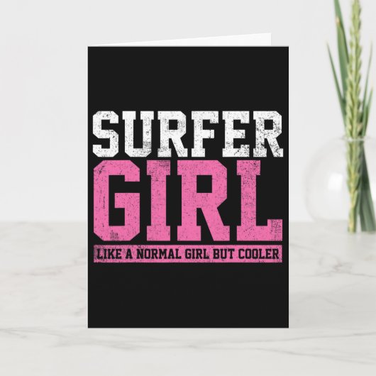Carte Cadeau de fille surfeuse surfant (Devant)