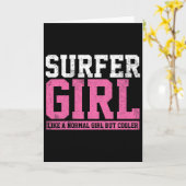 Carte Cadeau de fille surfeuse surfant (Fleur jaune)