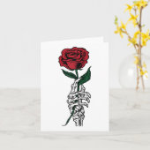 Carte Cadeau de fleur de rose - Main de squelette blanc (Fleur jaune)