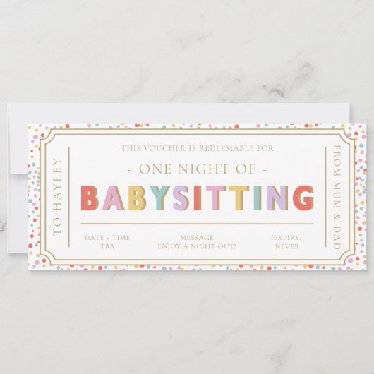 Carte cadeau de garde d'enfants multipoint (Devant)