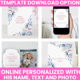 Carte Cadeau de la fête des mères floral à l'aquarelle é