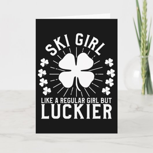 Carte Cadeau de la fille de ski de la Saint-Patrick (Devant)