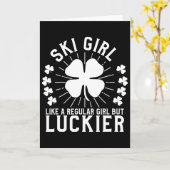 Carte Cadeau de la fille de ski de la Saint-Patrick (Fleur jaune)