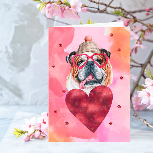 Carte Cadeau de la Saint-Valentin Chien Bouledogue Angla