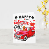 Carte Cadeau de la Saint-Valentin Chien Camion Rouge Cœu (Fleur jaune)