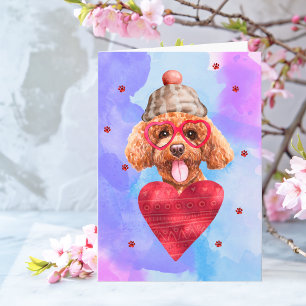 Carte Cadeau de la Saint-Valentin Chien Poodle Violet Bl