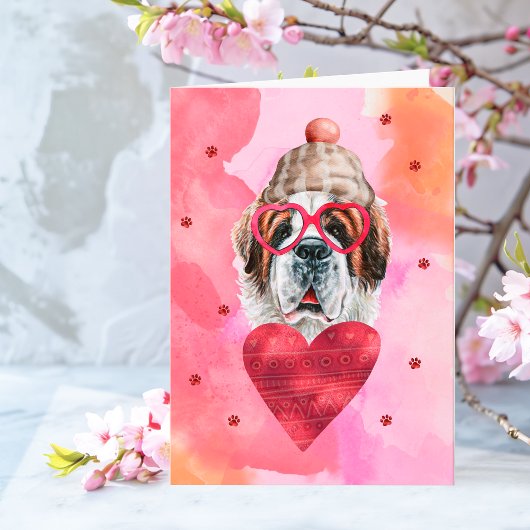 Carte Cadeau de la Saint-Valentin Chien Saint-Bernard Or