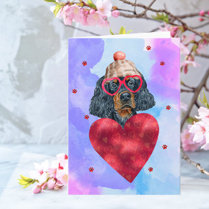 Carte Cadeau de la Saint-Valentin Chien Setter Gordon Bl