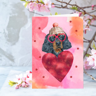 Carte Cadeau de la Saint-Valentin Chien Setter Gordon Or