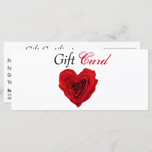 Carte cadeau de la Saint-Valentin en forme de coeu (Devant / Derrière)