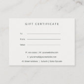 Carte cadeau de l'artiste de maquillage vert clair (Dos)