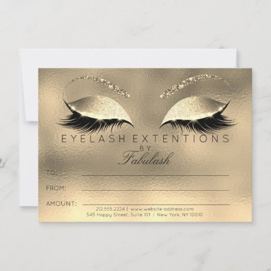 Carte Cadeau de maquillage d'extension Golden Lashes (Devant)